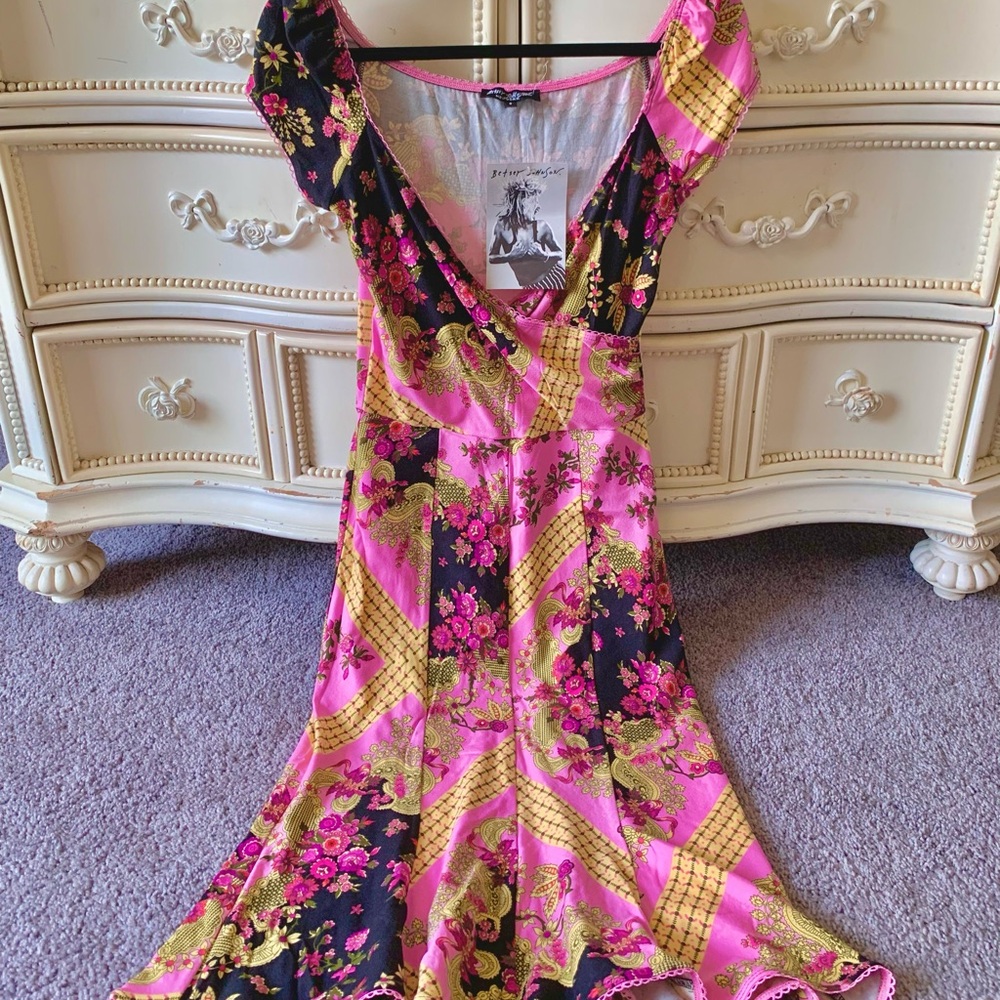 NWT Betsey Johnson Pink Paisley Floral Dress